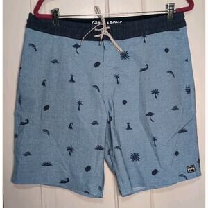 Billabong Recycler Sundays Pro Boardshorts Men 34 Blue Palm Tree Beach Surf(1223